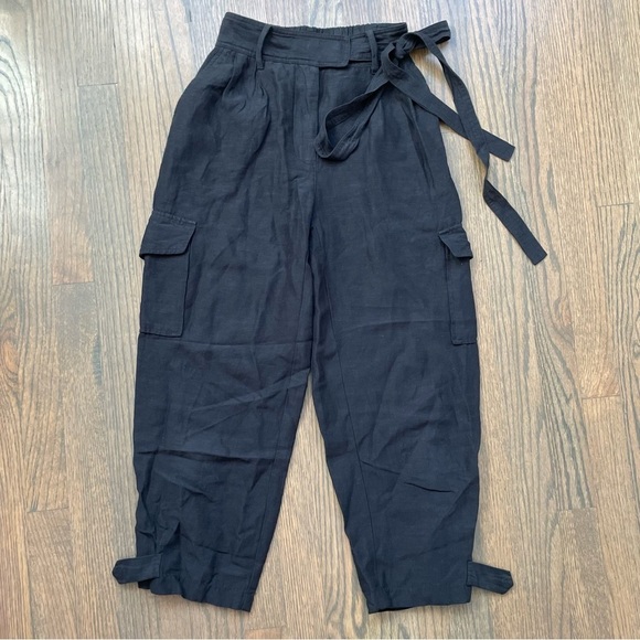 Aritzia Wilfred Kafka Belted Linen Cargo Pants High Rise Cropped - Picture 1 of 11